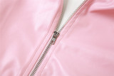 Embroidered contrast color patchwork slim fitting jacket baseball jacket