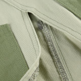 Brushed Irregular High Waist Zipper Split A-line Loose Denim Skirt
