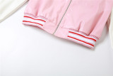 Embroidered contrast color patchwork slim fitting jacket baseball jacket