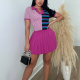 Knitted elastic pleated skirt sweater color matching short suit skirt