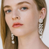 Full Diamond Light Luxury Flower Style Earrings
