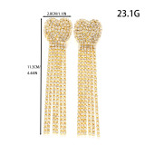 Love tassel earrings with exaggerated design and rhinestone earrings