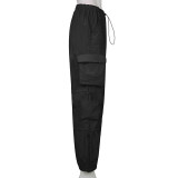 Low rise adjustable straight tube work casual pants