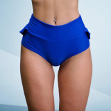 High waisted ruffled solid color tight yoga shorts