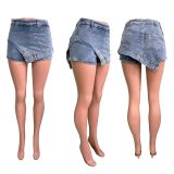 Casual stretch shorts with versatile jeans and overalls at the front and back