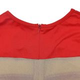 Solid color long sleeved round neck mesh short skirt dress
