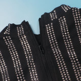 Hot Diamond Wrap Hip Tight Elastic Long Sleeve Fishtail Skirt Set