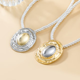 Necklace alloy female oval color matching pendant