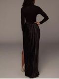 Pit Stripe Skirt Elegant High Split Women's Dress