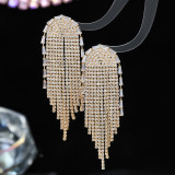 Copper inlaid zircon earrings with tassel earrings