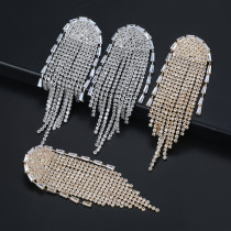 Copper inlaid zircon earrings with tassel earrings
