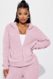 Casual Hooded Rice Fleece Two Piece Set