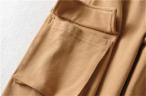 Multi pocket letter embroidered workwear and sanitary pants for women with elastic waist and loose fit
