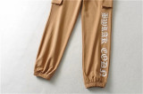 Multi pocket letter embroidered workwear and sanitary pants for women with elastic waist and loose fit