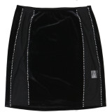 Hip Wrapped A-line Short Skirt,solid Color Hot Diamond Set with Gloves Included