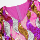 Sequin Party Dress Wrapped Hip Skirt