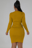 Knitted Slim Fit Dress with a Round Neck Sweater