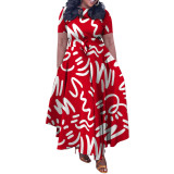 Temperament Lace Up African Oversized Long Dress