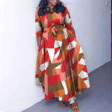 Temperament Lace Up African Oversized Long Dress
