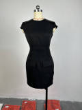 Sequin Slim Fit Slimming Buttocks Wrapped Small Black Dress Short Sleeved Dress