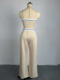 Sports Tank Top Contrasting Color High Waist Wide Leg Pants Casual Set