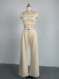 Sports Tank Top Contrasting Color High Waist Wide Leg Pants Casual Set