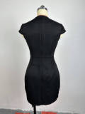 Sequin Slim Fit Slimming Buttocks Wrapped Small Black Dress Short Sleeved Dress
