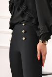 Solid Color Three-dimensional Decorative Pants with Split Cuffs and Elastic Women's Pants