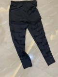 High Waistband Design Leggings with Black Cross Tie Slim Cropped Pants