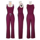 Casual Two-piece Set with Vest Pants Waistband and Drawstring
