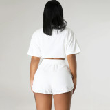 Casual Short Strap Shorts Solid Color Two-piece Set