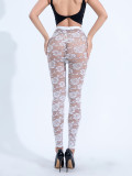 Perspective Rose Lace Leggings with High Elasticity and Fashionable Leggings