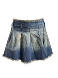 Elastic Fabric Embroidered Top Pleated Skirt Set