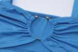Suspended Strapless Slim Fitting Pleated Split Half Skirt Set