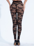 Perspective Rose Lace Leggings with High Elasticity and Fashionable Leggings