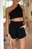 Collage Solid Color Two-piece Set Top+shorts