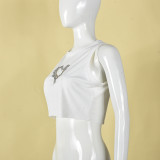 Open Navel Hollowed Out Hot Diamond Vest