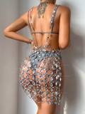 Nightclub Mirror Glitter Backless Women's Dress