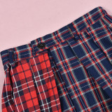 Spliced Contrasting Plaid Personalized Skirt
