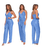 Sparkling Waistband Spicy Girl Jumpsuit