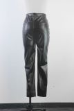 Tight PU Leather Pants Versatile High Waisted Pencil Pants