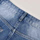 Cross Splicing Washed Pockets Street Trendy Jeans
