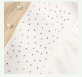 Hot Diamond Bubble Beads Irregular Sleeves Slim Fit Spliced Dress