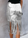 Tassel Sequin Skirt Tight Fitting Hip Wrapped Skirt