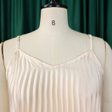 Folded Long V-neck Beach Strap Dress