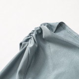 Solid Color Diagonal Collar Off Shoulder Long Sleeved Top, Tight Pants, Casual Set