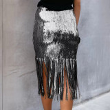 Tassel Sequin Skirt Tight Fitting Hip Wrapped Skirt