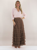 Solid Color High Waisted Mesh Cake Skirt Fluffy Half Skirt