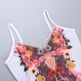 Printed Lace Suspender Dress