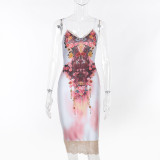 Printed Lace Suspender Dress